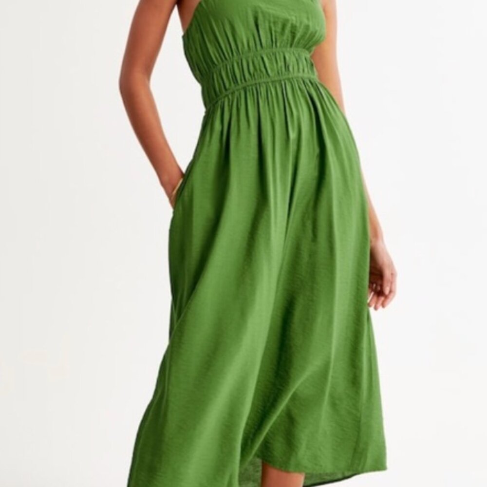🏷 *NWT* ✨🌿 Abercrombie & Fitch One-Shoulder Green Maxi Dress 🌿✨